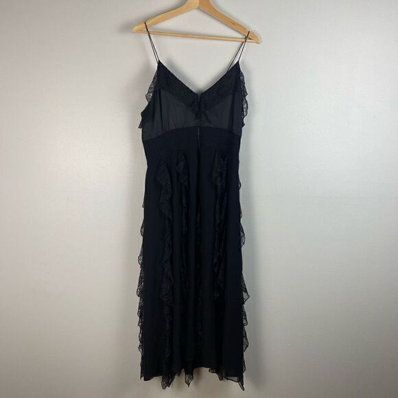 Alice + Olivia Mcguire Ruffle Side Slit Silk Midi Dress - Picture 7 of 16